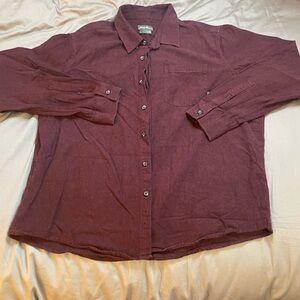 Eddie Bauer Men's Burgundy Casual Button-Down Shirt
